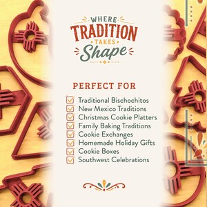 New Mexico biscochito cookie cutters for holiday baking, family traditions, cookie exchanges, gifts and Southwest celebrations