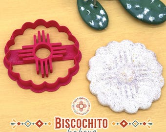 Scallop Zia Cookie Cutter & Stamp, Biscochito Cookie Cutter, New Mexico Cookie Cutter, Southwest Baking, New Mexico State Cookie