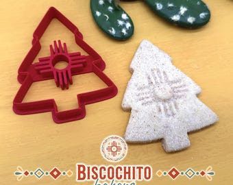 Christmas Tree Zia Cookie Cutter & Stamp, Biscochito Cookie Cutter, New Mexico Christmas Cookie, Southwest Holiday Baking