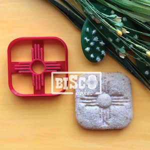 Square Zia Cookie Cutter, Biscochito Cookie Cutter with Southwest Stamp (Cookie & Fondant) FREE NEW MEXICO Cutter!