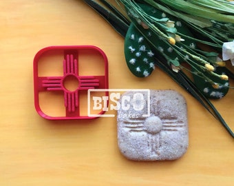 Zia Cookie Cutter, Square Biscochito Stamp, Southwest Imprint, New Mexico State Cookie, Holiday Baking Gift - FAST SHIPPING!
