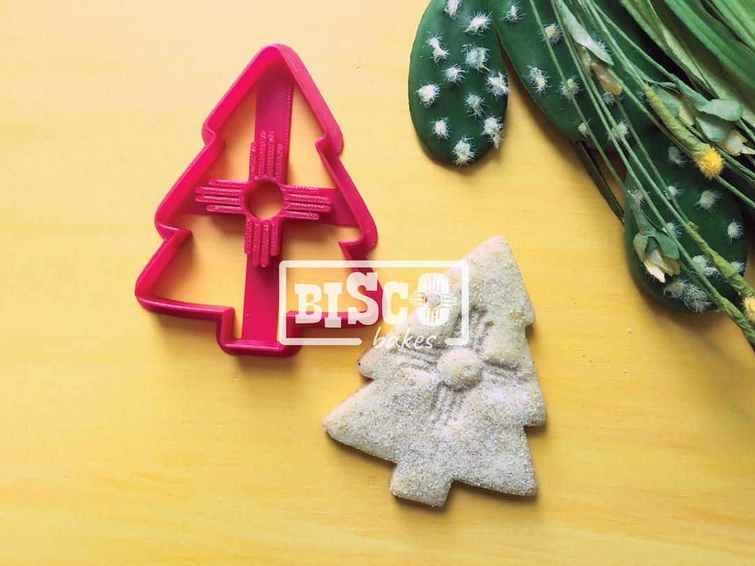 Christmas Tree Zia Cookie Cutter, Biscochito Cookie Cutter With Southwest Stamp cookie & Fondant