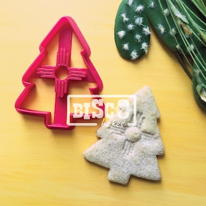 Christmas Tree Zia Cookie Cutter, Biscochito Cookie Cutter with Southwest Stamp (Cookie & Fondant) FREE NEW MEXICO Cutter!
