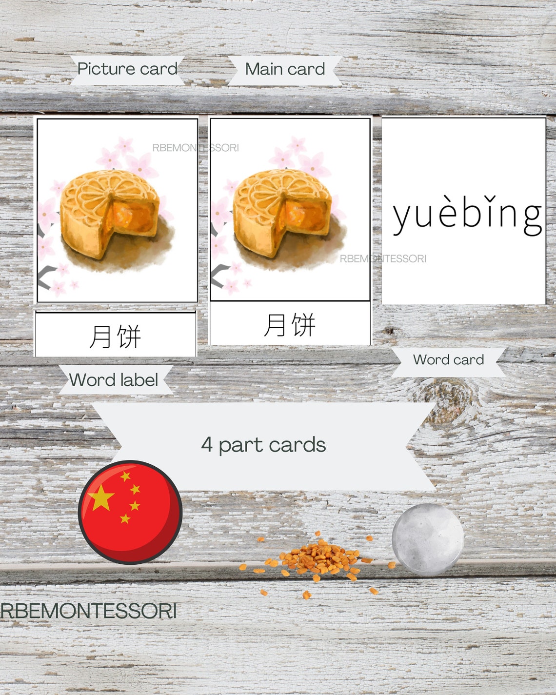 PINYIN CHINESE FLASHCARDS Midautumn Mooncake Festival Etsy