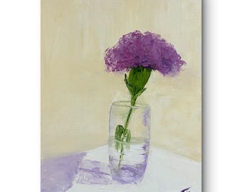 Carnation Oil Painting | Original Floral Still Life Artwork, 12x16