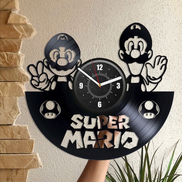 Mario And Luigi Vinyl Record Wall Clock Vintage Video Game Art Gamer Room Decor For Men Super Mario Art Birthday Gift For Gamer