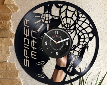 Spider-Man Superhero Vinyl Record Black Clock Spider-Man Wall Decor Unique Decor For Playroom Marvels Art Housewarming Gift For Kids