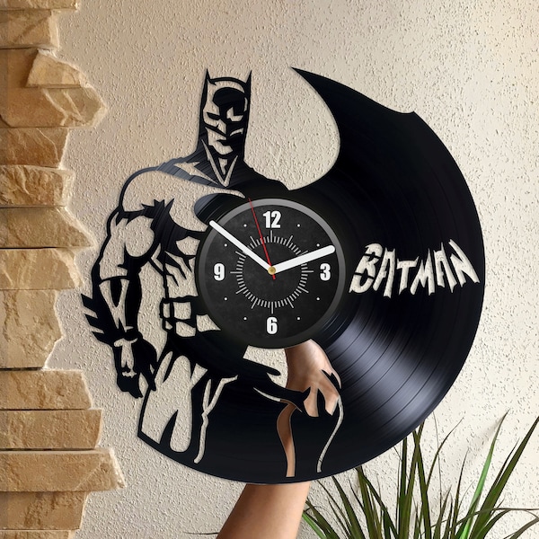 DC Superhero Vinyl Record Black Wall Clock Comics Books Wall Art Creative Decor For Boy Room DC Artwork Anniversary Gift For Him