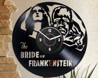 The Bride Of Frankenstein Vinyl Record Clock Retro Movie Decor Unique Wall Art For House Frankenstein Decor New Home Gift For Couple