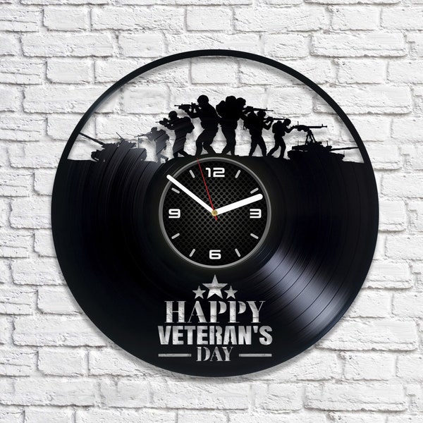 Veterans Day Vinyl Record Large Clock Gift For Soldier Army Wall Decor Military Decor For Home Unique Retirement Gifts For Man