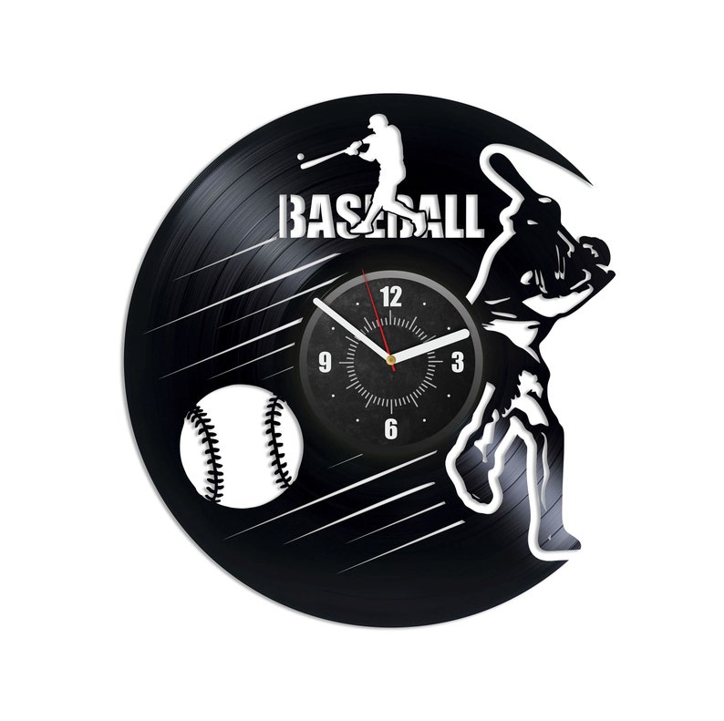 Baseball Player Vinyl Record Sports Wall Clock Baseball Art Sports Lover Gifts Idea Modern Decor For Kids Room Gift For Son image 2