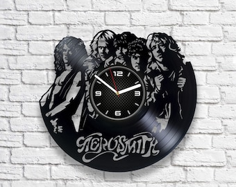 Aerosmith Vinyl Record Clock, Rock Gifts, Retro Wall Decor For Home Office, New Home Gift, I Don't Want to Miss a Thing, Crazy, Crying