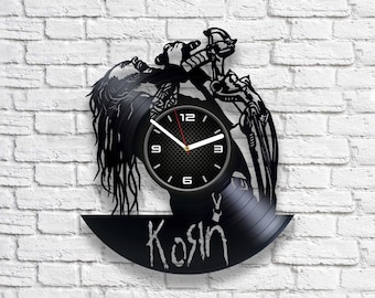 KoRn Vinyl Record Clock, Metal Rock, Contemporary Wall Decor For Home, Birthday Gift For Him, Freak on a Leash, Falling Away from Me, Blind