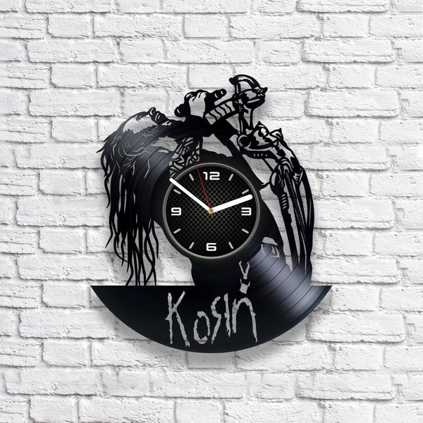 KoRn Vinyl Record Clock, Metal Rock, Contemporary Wall Decor For Home, Birthday Gift For Him, Freak on a Leash, Falling Away from Me, Blind