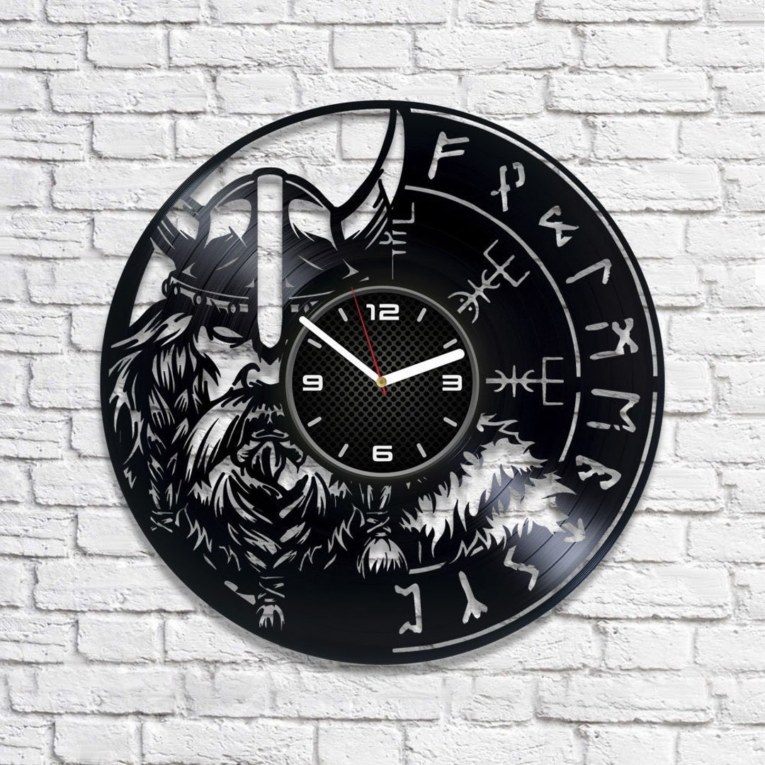 Runes Vinyl Record Wall Clock Viking Decor Vikings Gift Norse Wall ...