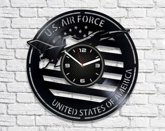 US Air Force Vinyl Record Modern Clock US Army Logo Military Art Office Wall Decor Unique Xmas Gift for Men