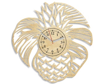 Pineapple Wooden Clock 12" Unique Decor For Home Eco Friendly Product Rustic Art for Wall Christmas Gift Idea for Kids