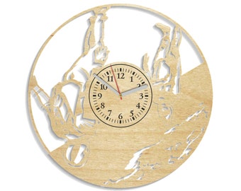 Skydiving Wooden Clock 12" Original Decor For Bedroom Eco Friendly Product Rustic Wall Art Christmas Gift Idea for Boy