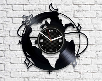 I Love Travel Vintage Vinyl Record Wall Clock Home Décor Idea for Family Laser Cut Decor Anniversary Gift for Parents