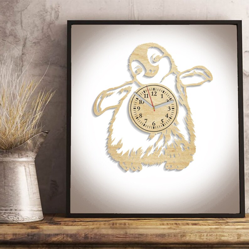 Penguin Wooden Clock 12 Unique Decor For Kids Room Eco Friendly Product Rustic Art for Wall Christmas Gift Idea for Children image 2