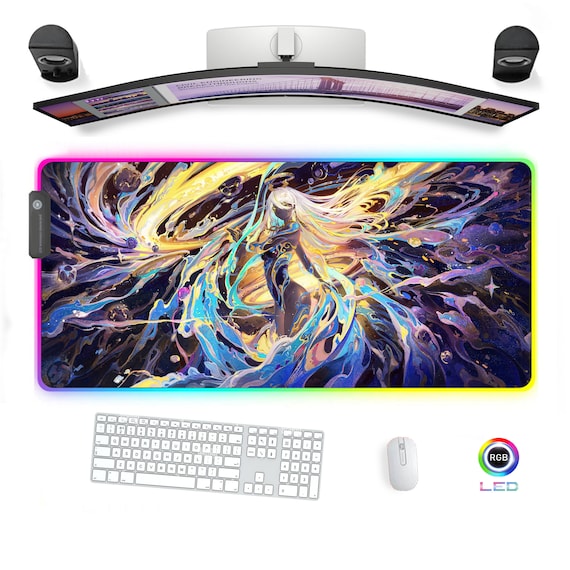 Mouse Pads Anime Cool Girl with Gun Art XXL RGB Gaming Mouse Pads Led  Gaming Mouse Mat with 14 Lighting Modes Mousepad for Computer,  Laptop,Gaming,Office & Home,RGB,L-Large