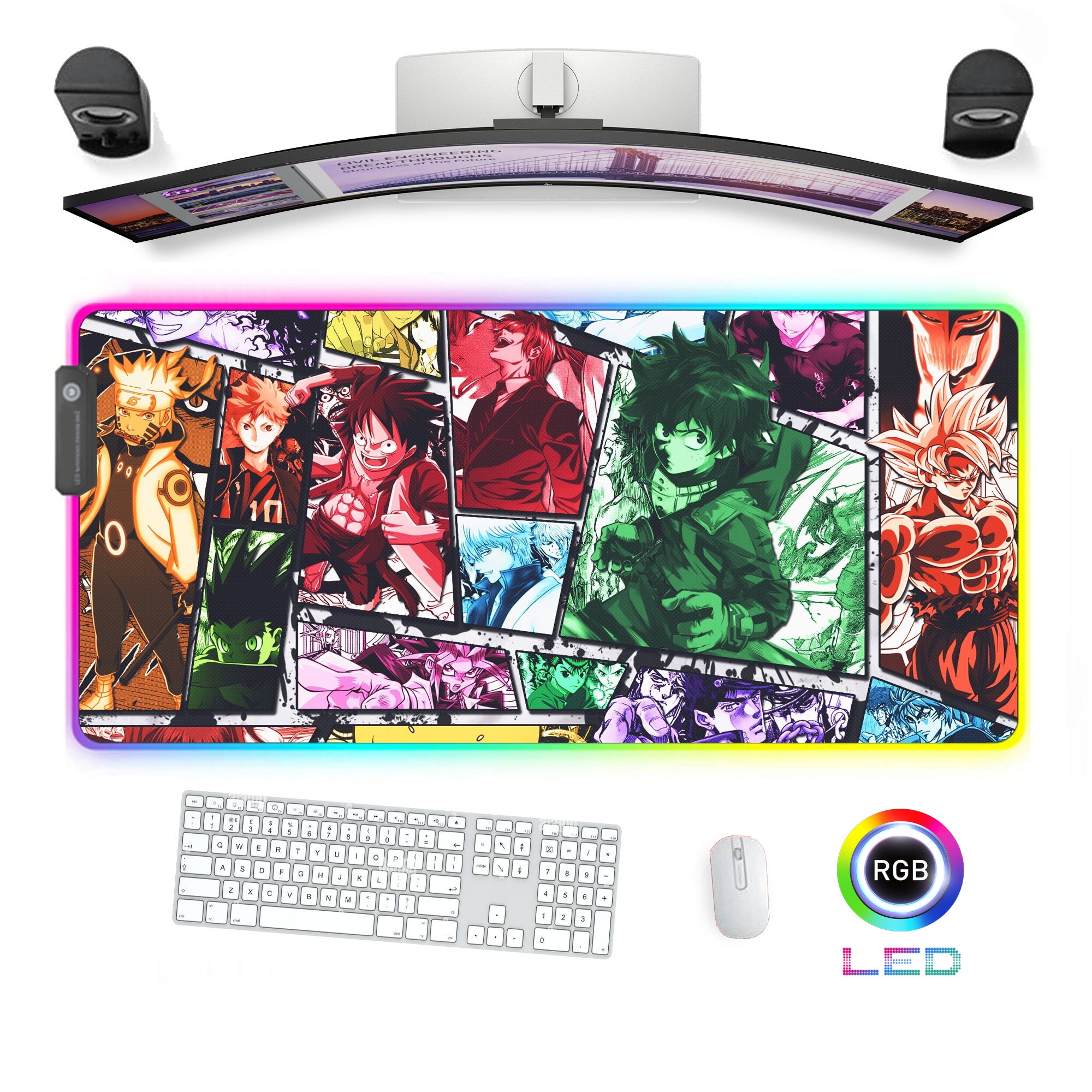 Anime Manga Hero Warrior Desk Mat Led RGB