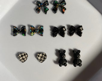 2/10 pcs 3D nail decorations, mix model, DIY crafts N3185 nail charms nail art black series