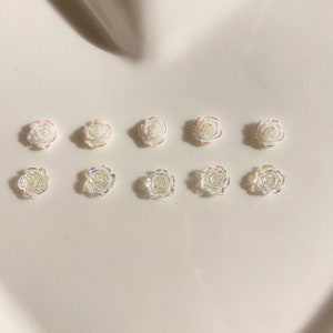 10/20/50 pcs 3D Nail Decorations, White and Clear Pink Flowers Camellias DIY Craft Nail Charms N3156
