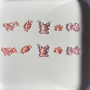 10pcs Set for Ten Nails 3D Nail Decorations, DIY Crafts N3076 Nail Charms Pink Series