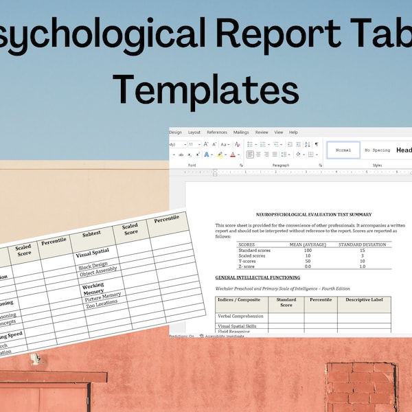 Psychological Report Table Template - Score Report, Psychological Testing, Report Writing, Score Table Template, School Psychologist