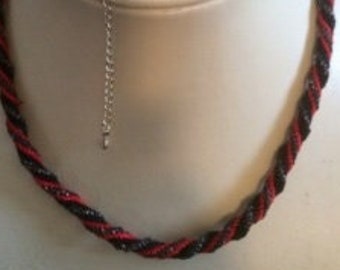 Red and Black Shimmery Necklace and Bracelet