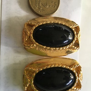 Black & Gold Tone Clip-On Earrings