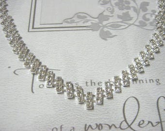 Crystal Rhinestone Bridal Necklace and Dangle Earrings Set