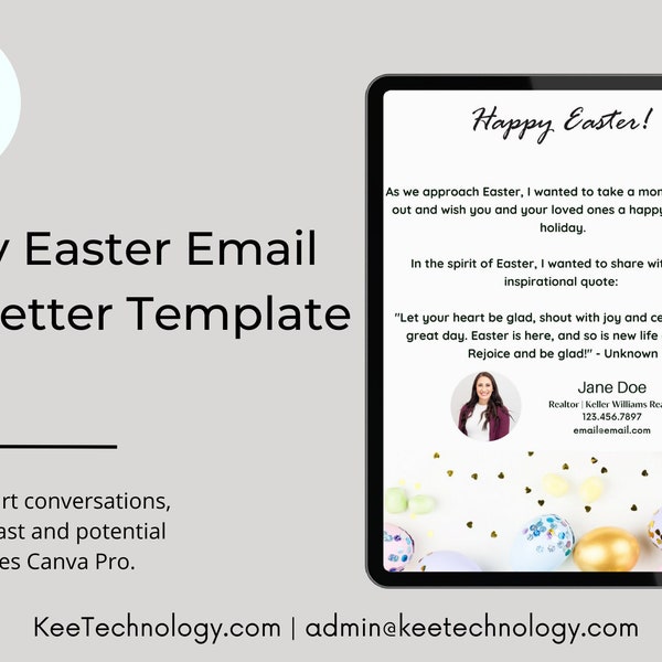 Happy Easter Real Estate Email Newsletter Template | Edit in Canva or instant download