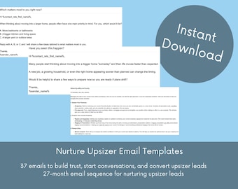 Real Estate Nurture Upsizer Email Templates, 37 Realtor Marketing Drip (Digital Download)
