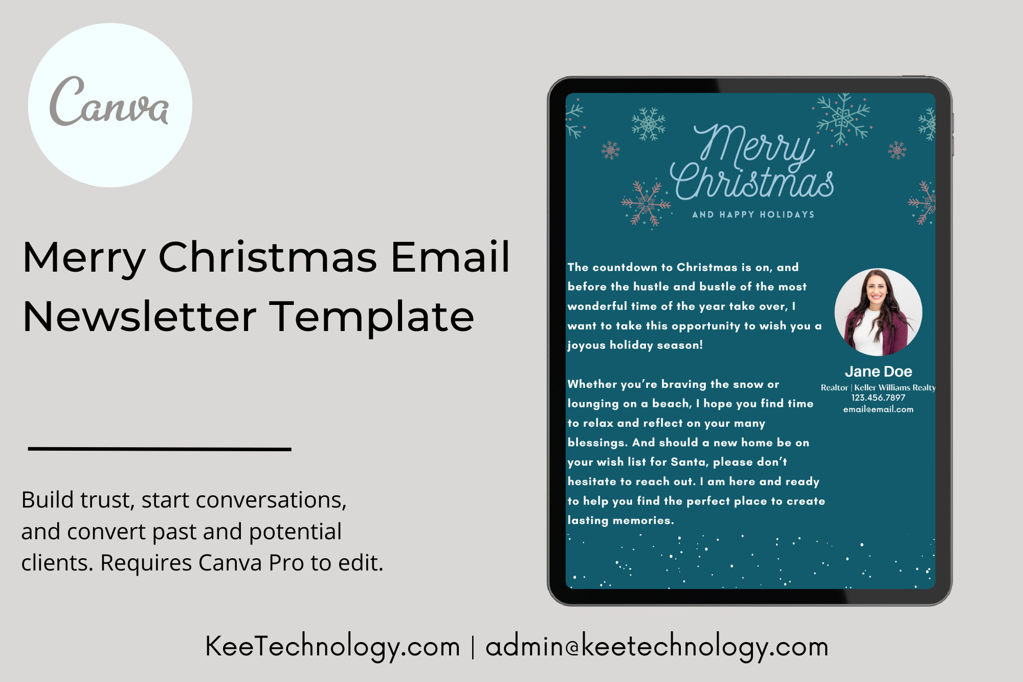 Merry Christmas Real Estate Email Newsletter Template Edit in Canva or