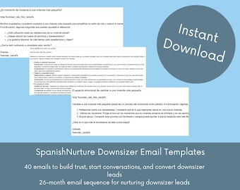 Spanish Real Estate Nurture Downsizer Email Templates (Digital Download)