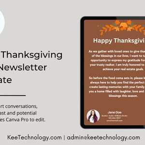 Plantilla de boletín informativo por correo electrónico de Happy Thanksgiving Real Estate / Editar en Canva o descarga instantánea