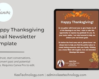 Happy Thanksgiving Real Estate Email Newsletter Template | Edit in Canva or instant download