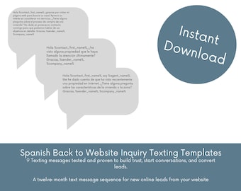Spanish Real Estate Texting Drip Templates, Website Lead Nurturing (Digital Download)