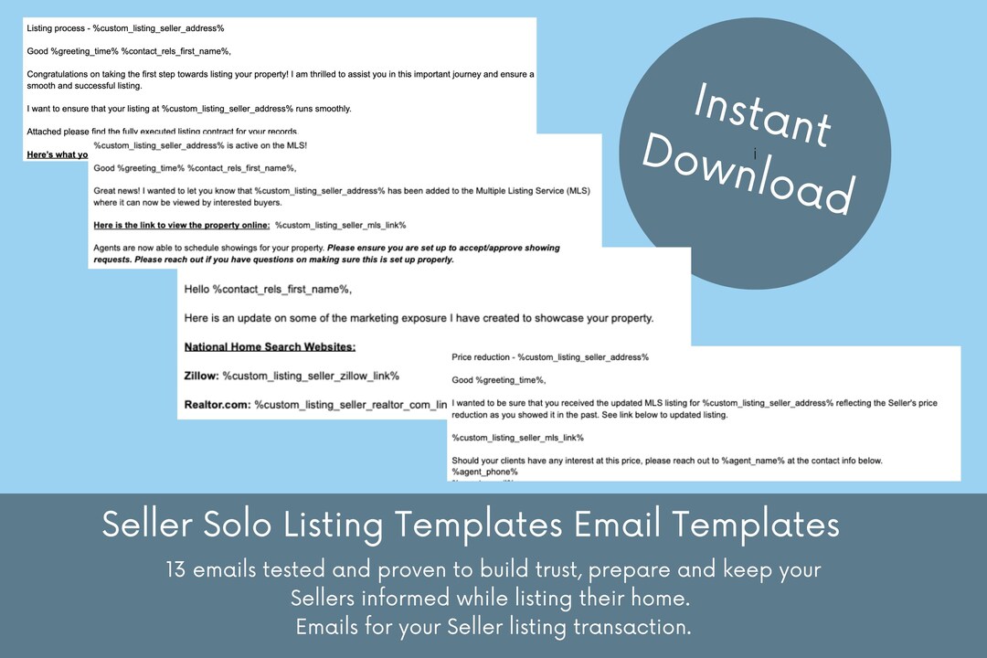 Realtor Email Templates | Seller Listing Transaction, CRM (digital ...