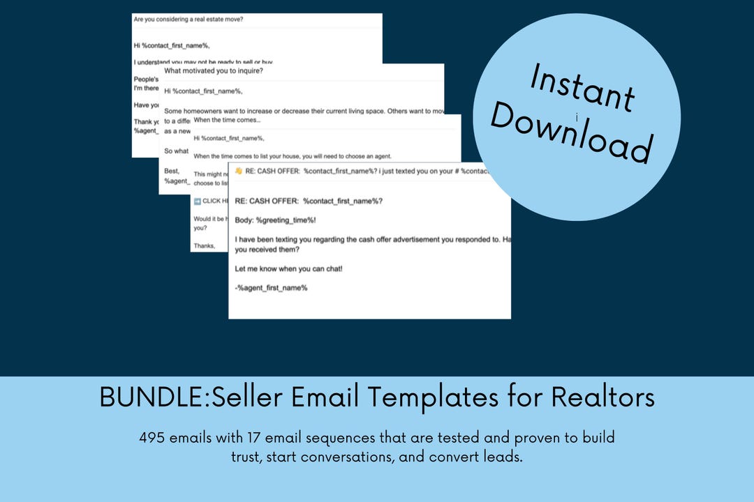 Real Estate Seller Lead Drip Email Templates, Realtor Marketing ...