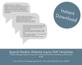 Spanish Realtor SMS Drip Templates, Website Inquiry Marketing (Digital Download)