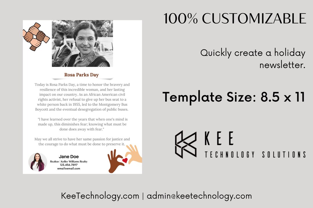 Parks Newsletter Example Email Rosa Parks Day Real Estate Email Newsletter Template | Edit in Canva or ...