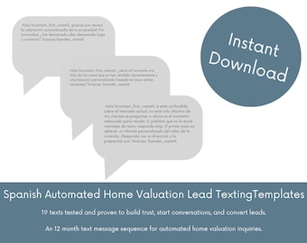 Spanish Automated Home Valuation Texting Templates (Digital Download)