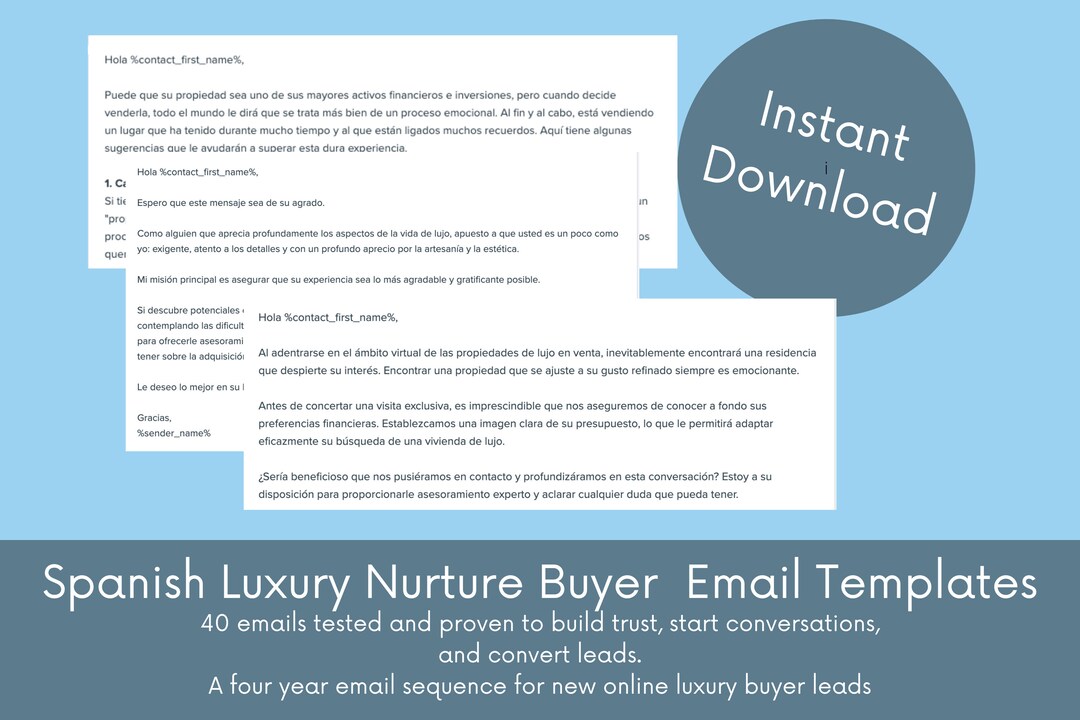 Spanish Email Spanish Email Templates for Realtor, Luxury Buyer Nurture (digital ...