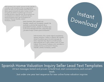 Spanish Home Valuation Text Templates, Real Estate Drip Campaign (Digital Download)