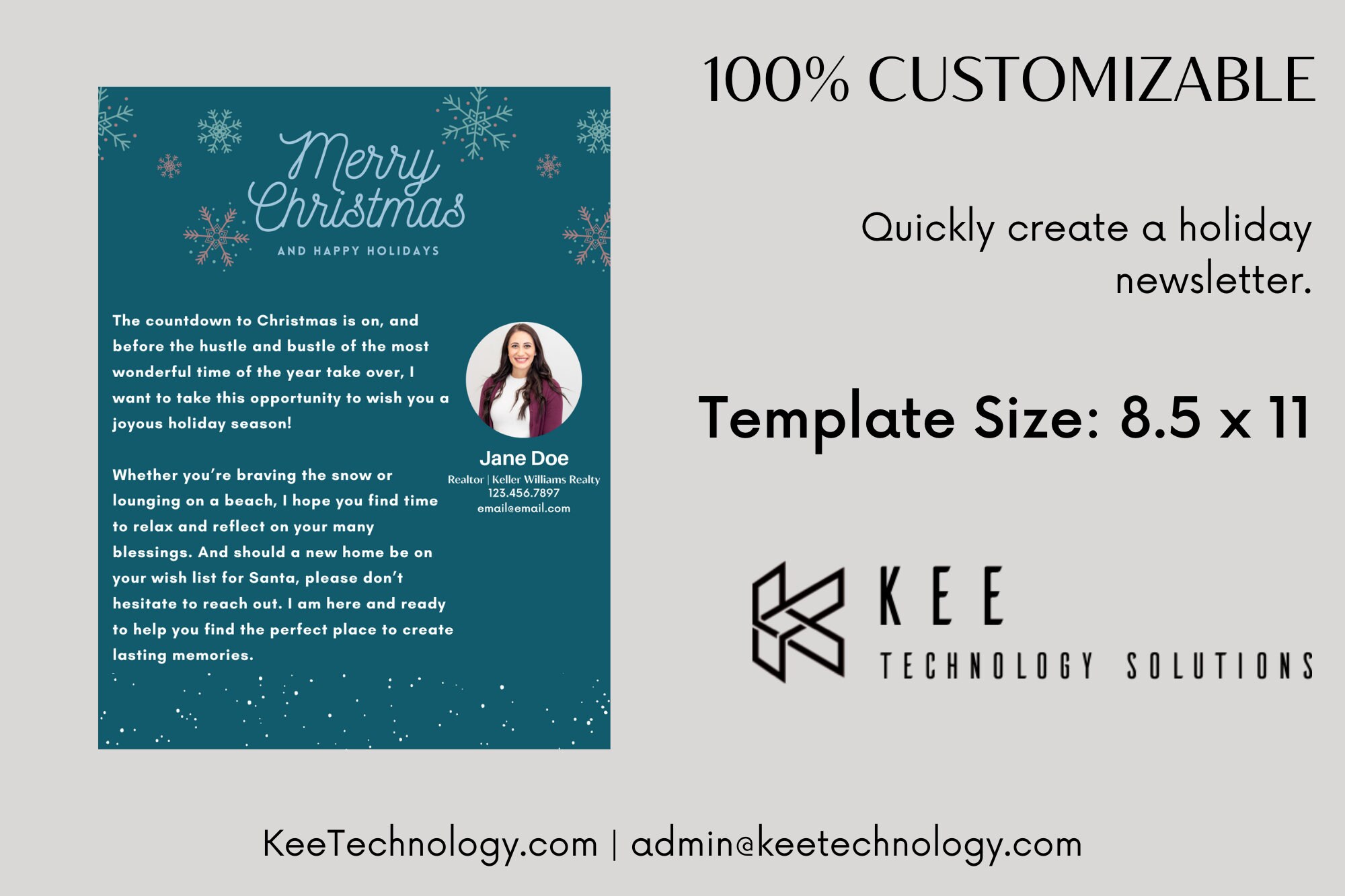Merry Christmas Real Estate Email Newsletter Template Edit in Canva or