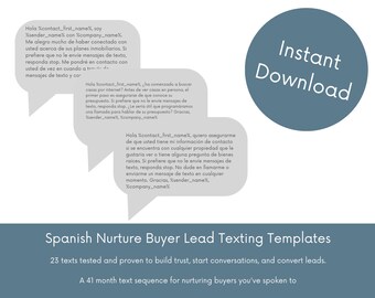 Spanish Real Estate Buyer Lead Nurture Texting Templates (Digital Download)