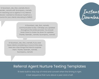 Real Estate Referral Agents, Texting Templates, Real Estate Agent Marketing (Digital Download)